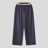 AIDASE  -  Men Pants 2025 Loose Drawstring Striped Patchwork Casual Straight Wide Leg Trousers Men Streetwear Fashion Long Pants aidase-shop