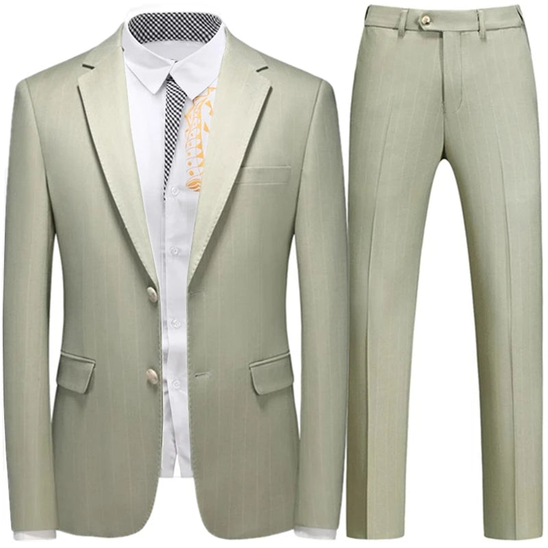 Aidase Fashion New Men Leisure Boutique Business Plaid Striped Suit Vest Pants 3 Pcs Set Casual Dress Blazers Jacket Coat Trosers aidase-shop