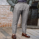 AIDASE  -  Men's linen beach pants with slant pockets, solid color, comfortable, breathable, for outdoor and casual wear