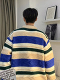 AIDASE  -  Rainbow Stripes  Ne Oversize Knitwear Men Lazy Sle Couple Sweater Autumn Winter New Arrival Casual Loose Fit Long Sve aidase-shop