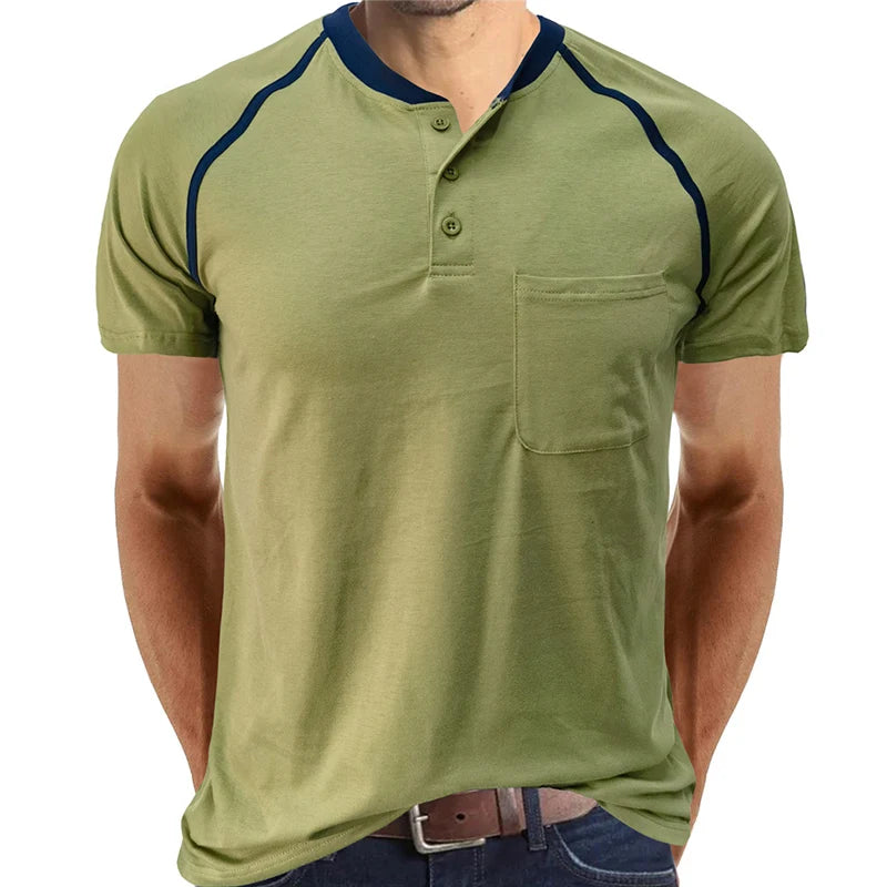 AIDASE  -  Summer High Quality Cotton Henley T-shirts Mens Casual Short Sleeve Tee Shirts Pullover Tops Henry Fashion Streetwear aidase-shop