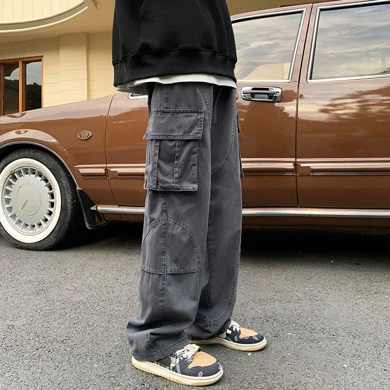 Aidase Harajuku Cargo Pants Men Autumn Winter Fashion Loose Straight Versatile Casual Pants New Vibe High Street Wide Leg Men Pants aidase-shop