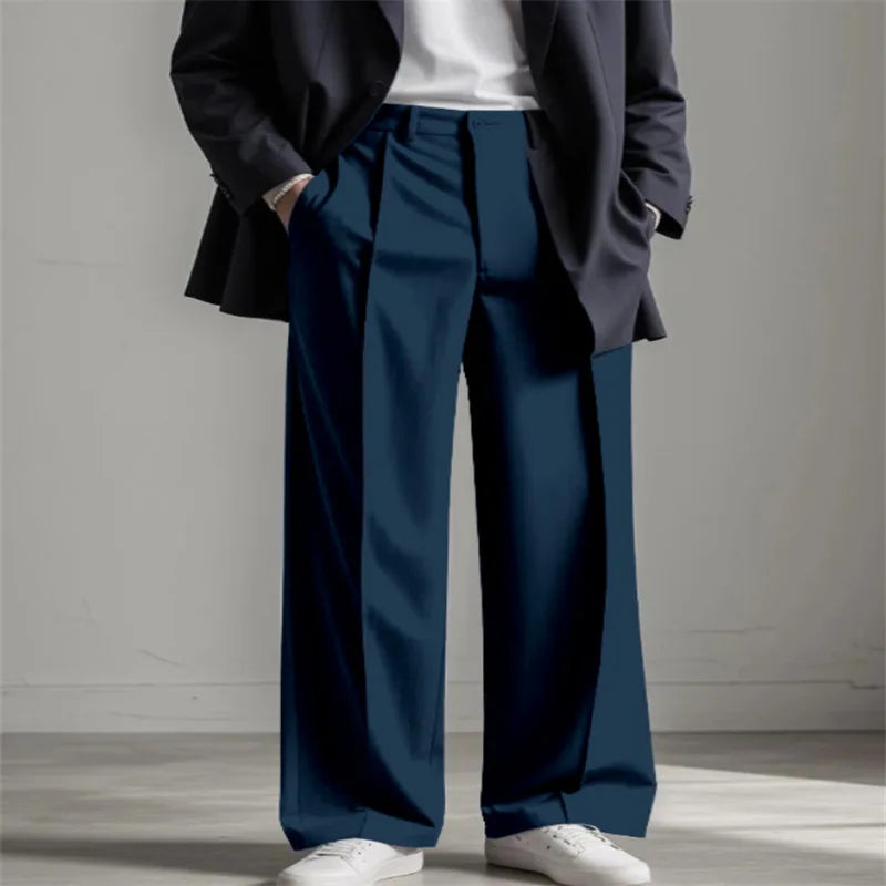 AIDASE  -  Men's Dress Fashion Street High Quality Wide Leg Mid Waist Drop Suit Pants aidase-shop