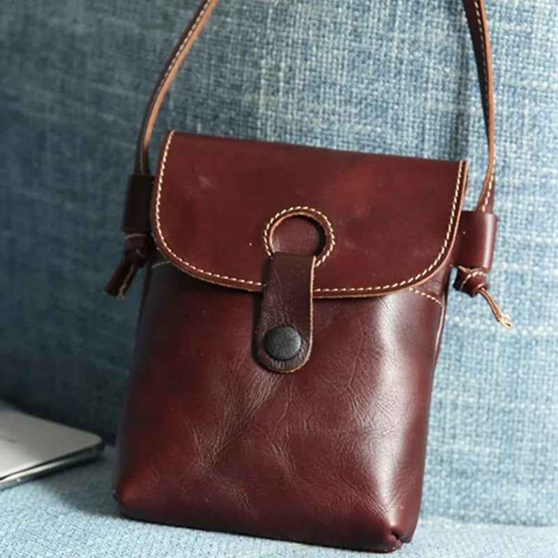 AIDASE  -  New in Vintage Phone Bag Genuine Cow Leather Versatile Casual Chic Trendy Small Shoulder Bags Simple Fashion Women Crossbody Bag aidase-shop