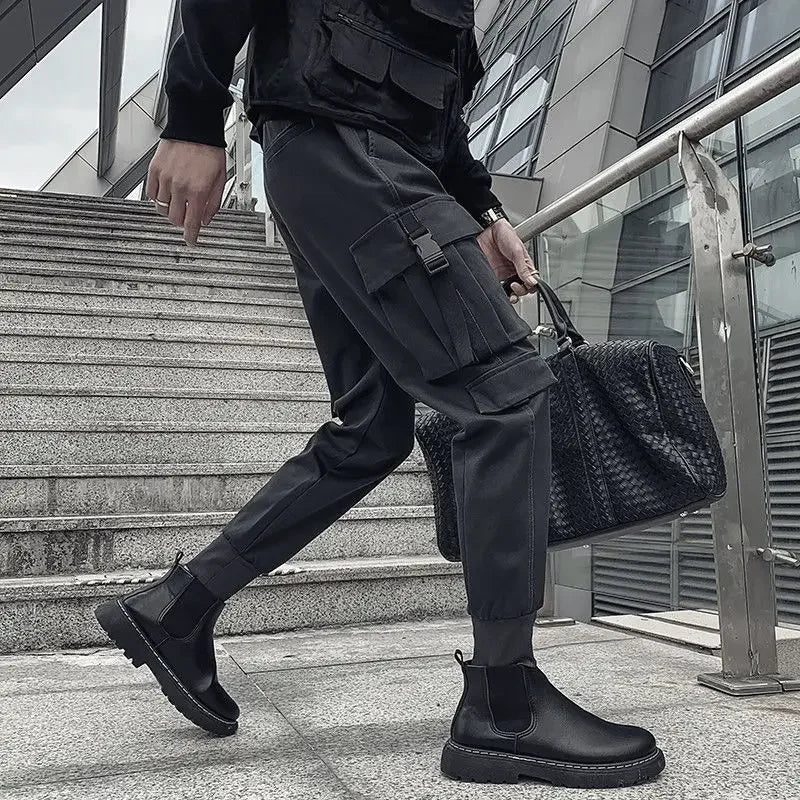 Aidase Male Trousers Black Slim Autumn Men's Cargo Pants Luxury Spandex Fashion Y2k Cotton Nylon Designer Street Loose Big Size Emo aidase-shop