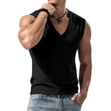 AIDASE  -  Summer Men's Solid Color V-Neck Tank Tops Casual Breathable Sleeveless T-Shirt Men Fitness Sports Vest Male Outdoor Jogging Tops