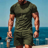 AIDASE  -  Men Suede Casual Sport Short Sleeve T Shirt Set aidase-shop