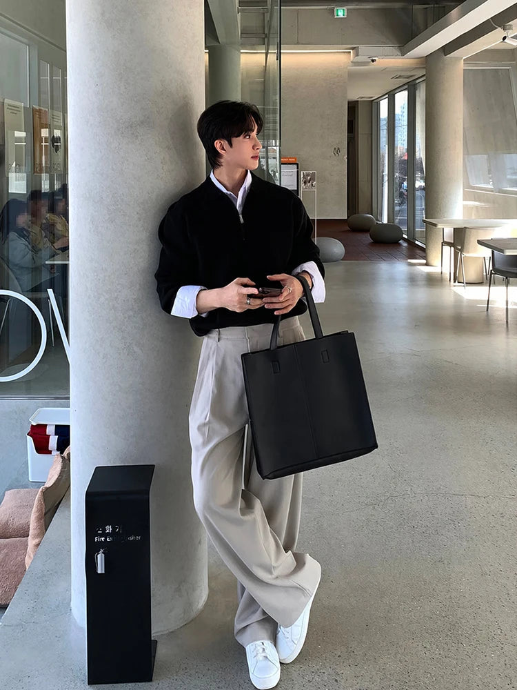 AIDASE  -  Men's Clothing POLO shirt Half Zipper Sweater Casual Long Sleeve Solid Color Sweater Spring Casual Knit Top suéteres de hombres aidase-shop