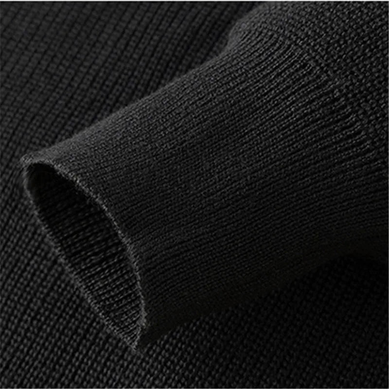 AIDASE  -  Spring Autumn Men's Turn-Down Collar Pullovers Long Sleeve Knitted Sweater Half Zipper Solid Casual Pullovers Man Loose Knitwear aidase-shop
