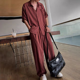 Aidase Mens Casual Light Shirt Wide Leg Pants 2024 New Genderless Fashion Vacation Basics Versatile Solid Color Suit Two-Piece Unisex aidase-shop