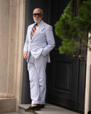 Aidase Blue Men Suits 2 Pieces Pinstripe Blazer Pants Tailored One Button Fashion New Formal Business Groom Causal Tailored aidase-shop