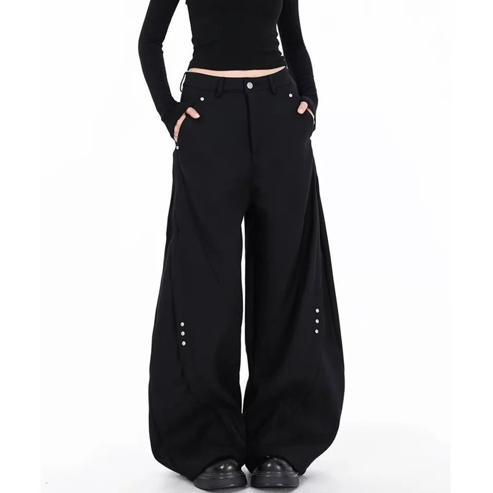 AIDASE  -  Summer New Men's Scimitar Solid Color Trousers American Retro Fashion Trend Street Casual Loose Simple Niche Men's Bottoms aidase-shop