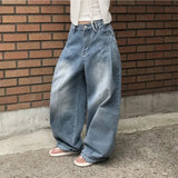 AIDASE  -  Women's High Waist Wide Leg Jeans 2025 New Korean Design Faionable Folded Knife Long Pants Versatile Sli Spring Autumn aidase-shop