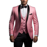 Aidase Formal Pink Men Suits High Quality Blazer Black Shawl Lapel One Button Slim Fit 3 Piece Jacket Pants Vest Full Sets Prom Outfits aidase-shop