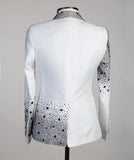 Aidase Luxury Beads 2 Pieces Blazer Pants Men Suits Shiny One Button Sheer Lapel Diamonds Formal Party Wedding Groom Plus Size Tailored aidase-shop