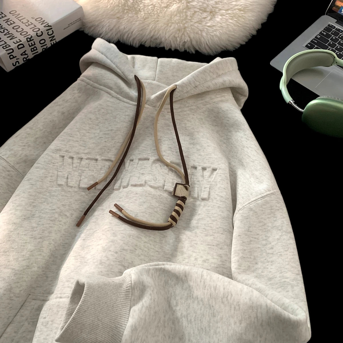 Aidase men's winter fashion Letters Casual Hooded Sweatshirt Basic Colours Drawstring Clash Hoodie Loose Comfortable Men Women Hoodies aidase-shop