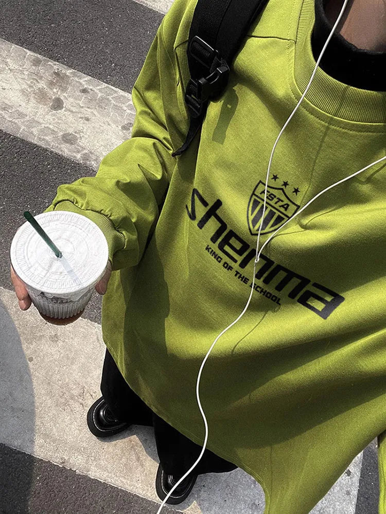 AIDASE  -  Korean Harajuku O-neck Letter Printed Loose Long Sleeved Men's High Street Gothic Sports Casual Fashion Retro Couple Pullover aidase-shop