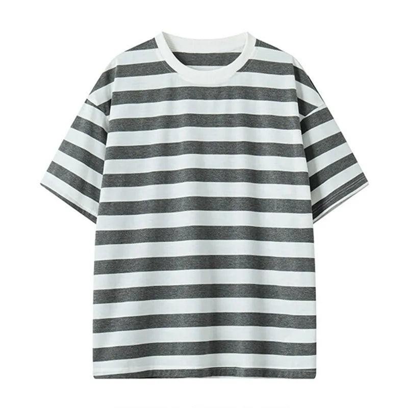 AIDASE  -  Summer Men's Striped T-Shirts Short Sleeve Casual O-Neck Tshirt Male Fashion Sports Tops Loose Tees Streetwear T Shirt Plus Size aidase-shop