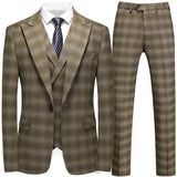 Aidase Fashion New Men Leisure Boutique Business Plaid Striped Suit Vest Pants 3 Pcs Set Casual Dress Blazers Jacket Coat Trosers aidase-shop