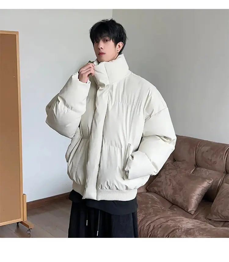 AIDASE  -  Detachable Hooded Men's Cotton Jacket American Style Short Fur Collar Long Sleeve Solid Color Casual Male Coats 21E7670