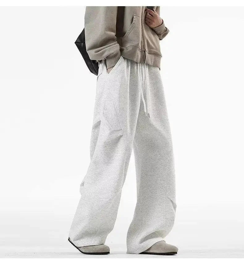AIDASE  -  High Waist Men Sports Pants American Style Loose Draped Straight Wide Leg Casual Drawstring Trousers Autumn New 21E7679 aidase-shop