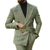 Aidase Herringbone Men Suit Slim Fit Wool Blend Double Breasted Tuxedos Formal Tailored 2Pieces Jacket and Pants aidase-shop