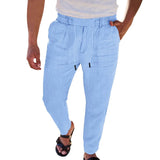 AIDASE  -  New European and American Autumn New Thin Casual Lace-up New Men's Cotton Linen Drawstring Straight Trousers aidase-shop