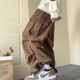 Aidase Corduroy Cargo Pants for Men Streetwear Black Cargo Trousers Male Joggers Hip Hop Green Black Japanese Pocket Korean aidase-shop
