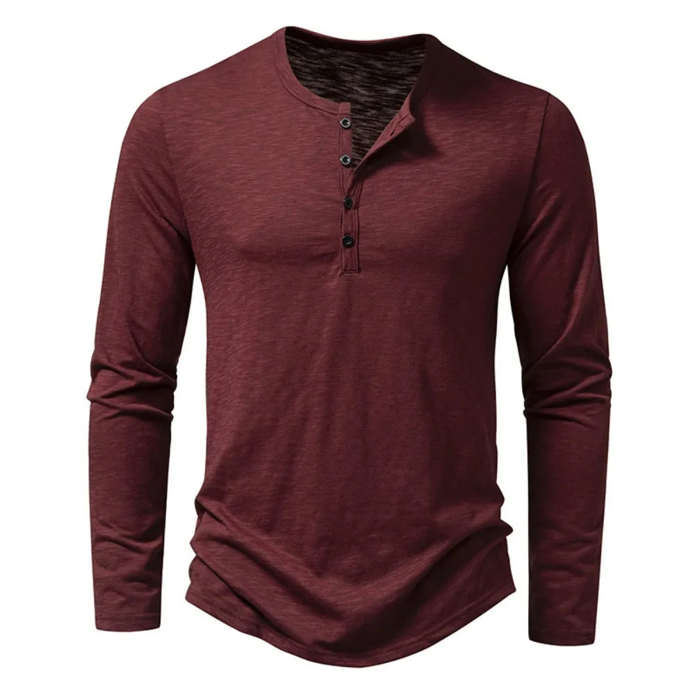AIDASE  -  Spring Autumn Men Classic Casual Soild Color Shirt Men Fashion Tops Tees Men Slim Fit Long Sleeve Tshirt Tee Shirt aidase-shop