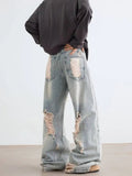 AIDASE  -  Men's Ripped Jeans Korean Style Trendy High Street Stylish Versatile Trousers 2025 Autumn Niche Design Denim Pants 21E7188 aidase-shop