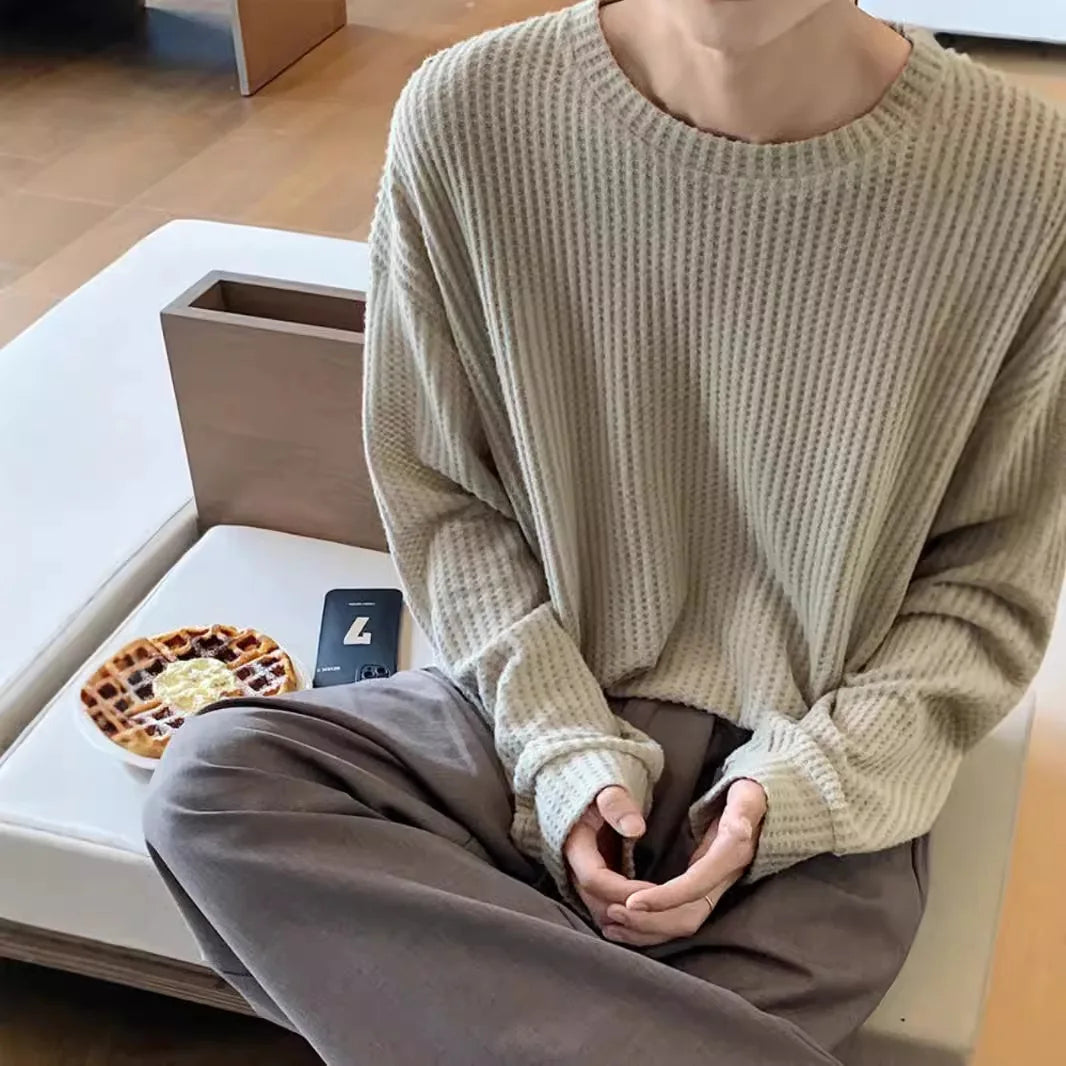 AIDASE  -  Long-sleeved T-shirt Men's 2025 Spring and Autumn New Lazy Style Fur Coated Inner Bottoming Shirt Loose Top aidase-shop