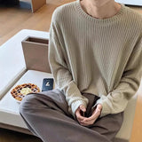 AIDASE  -  Long-sleeved T-shirt Men's 2025 Spring and Autumn New Lazy Style Fur Coated Inner Bottoming Shirt Loose Top