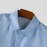 AIDASE  -  Men Striped Shirt Lapel Long Sleeve Button Autumn Casual Men Clothing Loose 2025 Streetwear Korean Style Fashion Shirts aidase-shop