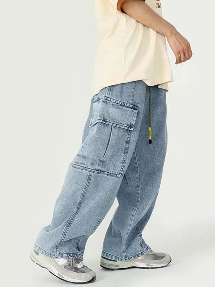 Aidase Baggy Jeans Trousers Male Denim Pants Black Wide Leg Pants Men's Jeans Loose Casual Korean Streetwear Hip Hop Harajuku aidase-shop