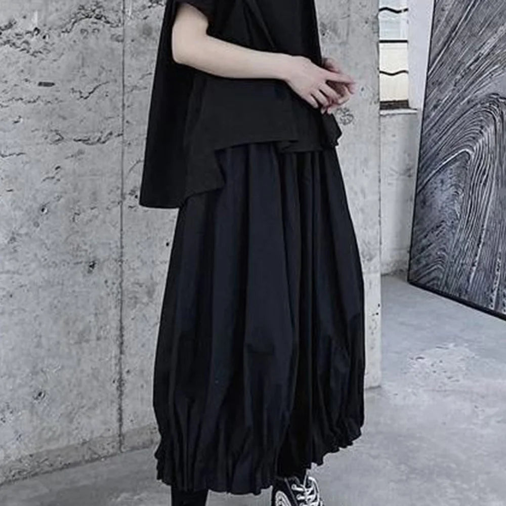 AIDASE  -  Summer New Men's Solid Color Wide-Leg Lantern Skirt Pants Retro Fashion Trend Casual Simple Loose Breathable Niche Men's Bottoms aidase-shop