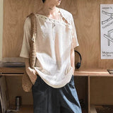 AIDASE  -  Men's Solid Color Short-Sleeved T-Shirt With Straps American Retro Fashion Trend Street Loose Breathable Niche Summer Men's Tops aidase-shop