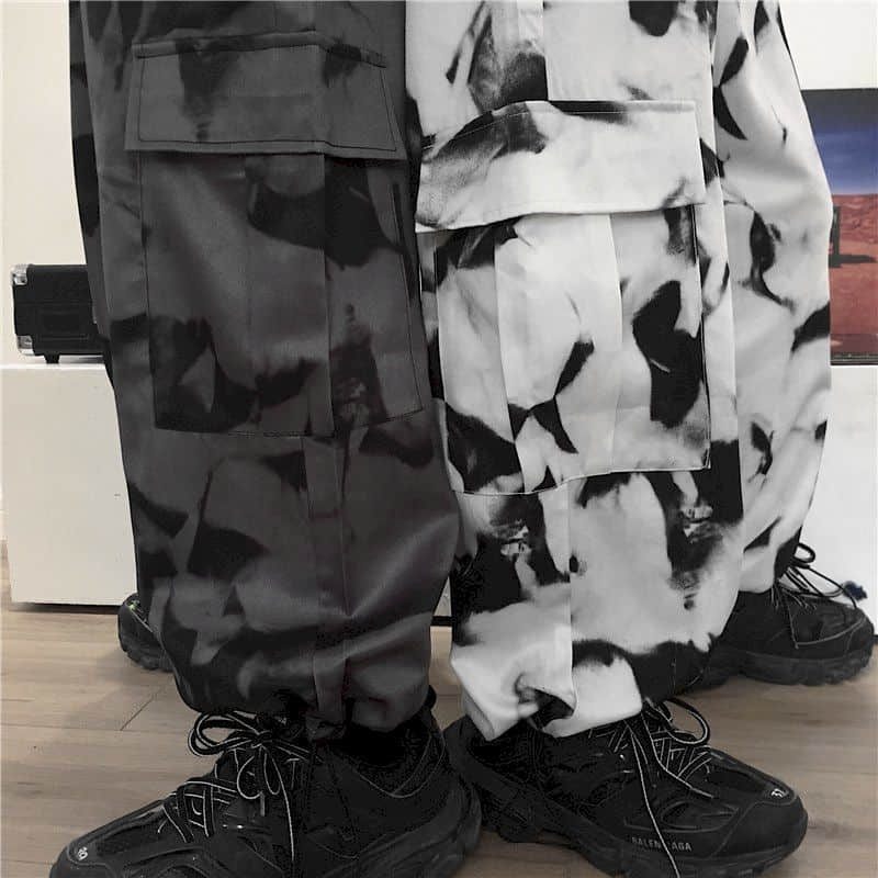 Wide leg pants men women Korean Harajuku high street retro tie-dye Cargo Pants loose hip-hop casual lovers trousers punk bottoms aidase-shop