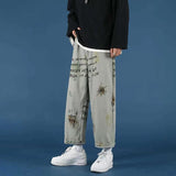 cargo pants men Summer Hong Kong-style graffiti straight loose oversized casual pant all-match fashion cool male trousers aidase-shop