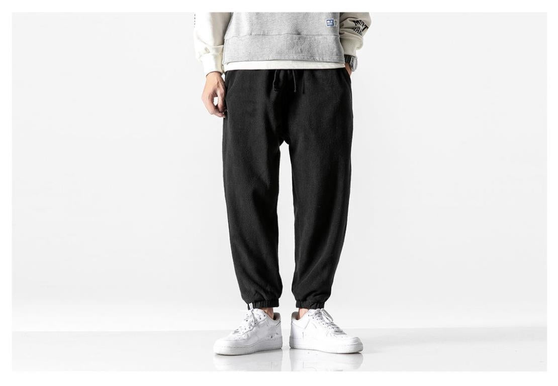 Aidase Winter Harlan Pants Men Fleece Thicken Casual Loose Solid Color Drawstring Korean Men Sweatpants 2021 Fashion Hip Hop Streetwear aidase-shop