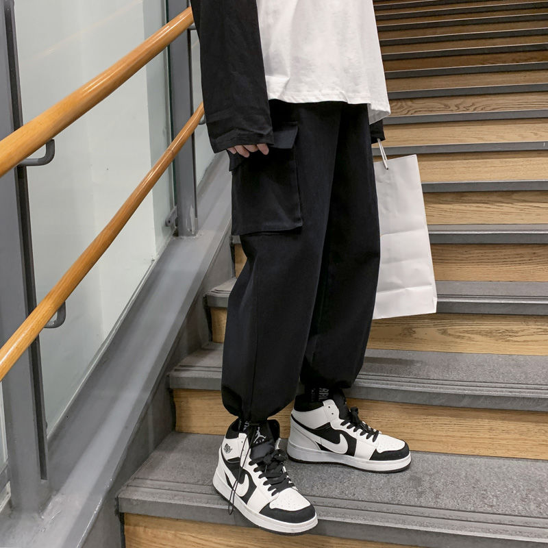 Tie-dye Pants Men's Fashion Casual Pocket Cargo Pants Men Streetwear Korean Loose Hip-hop Straight Wide-leg Pants Mens Trousers aidase-shop