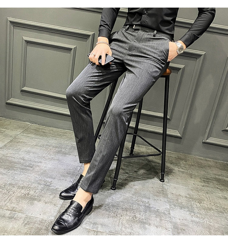 Pantalones Hombre Spring Summer New Pants Men Korean Slim Fit Men Casual Pants Streetwear Man Trousers Men Black Gray 28-42 aidase-shop