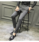 Pantalones Hombre Spring Summer New Pants Men Korean Slim Fit Men Casual Pants Streetwear Man Trousers Men Black Gray 28-42 aidase-shop