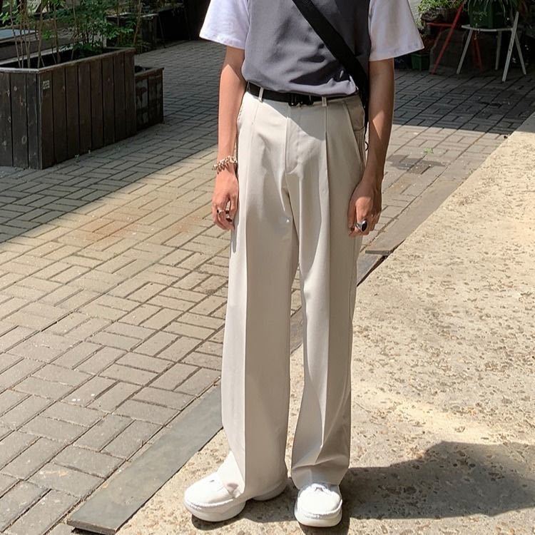 Wide Pants Men Harajuku Solid Color Black White Casual Pants Korean Fashion Streetwear Straight Trousers Techwear Clothes aidase-shop