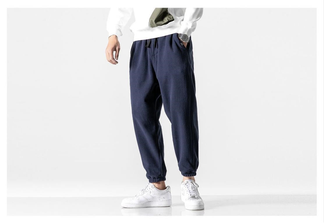 Aidase Winter Harlan Pants Men Fleece Thicken Casual Loose Solid Color Drawstring Korean Men Sweatpants 2021 Fashion Hip Hop Streetwear aidase-shop