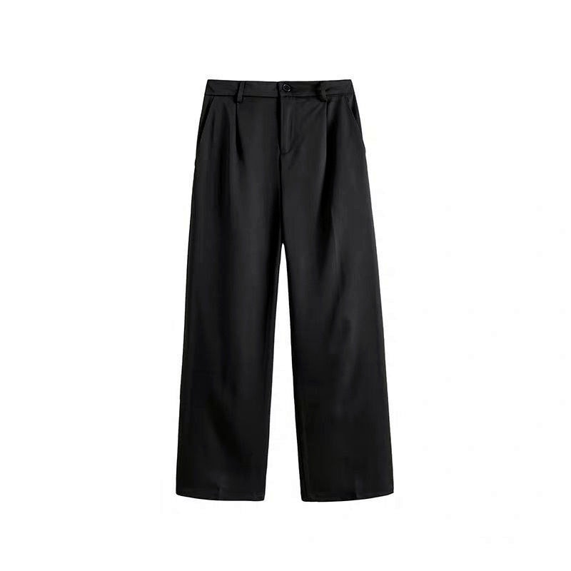 Aidase Men Casual Pants Solid Simple Large Size 3XL Button Fly Chic Mens Korean Style Straight Trousers All-match Ankle-length Loose aidase-shop