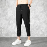 Korean Ice Silk Men'S Summer Thin Fashion Brand Loose And Versatile Quick Dry Casual Pants 9-Point Sports Trousers Boy aidase-shop