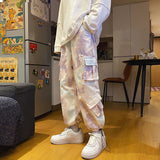 Tie-dye Pants Men's Fashion Casual Pocket Cargo Pants Men Streetwear Korean Loose Hip-hop Straight Wide-leg Pants Mens Trousers aidase-shop