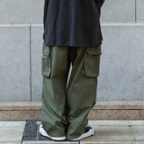 Multi-Pocket Cargo Pants Mens Safari Style Solid Color Pleated Loose Straight-leg Pants Elastic Waist Casual Trousers Men aidase-shop