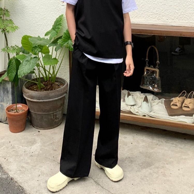 Wide Pants Men Harajuku Solid Color Black White Casual Pants Korean Fashion Streetwear Straight Trousers Techwear Clothes aidase-shop
