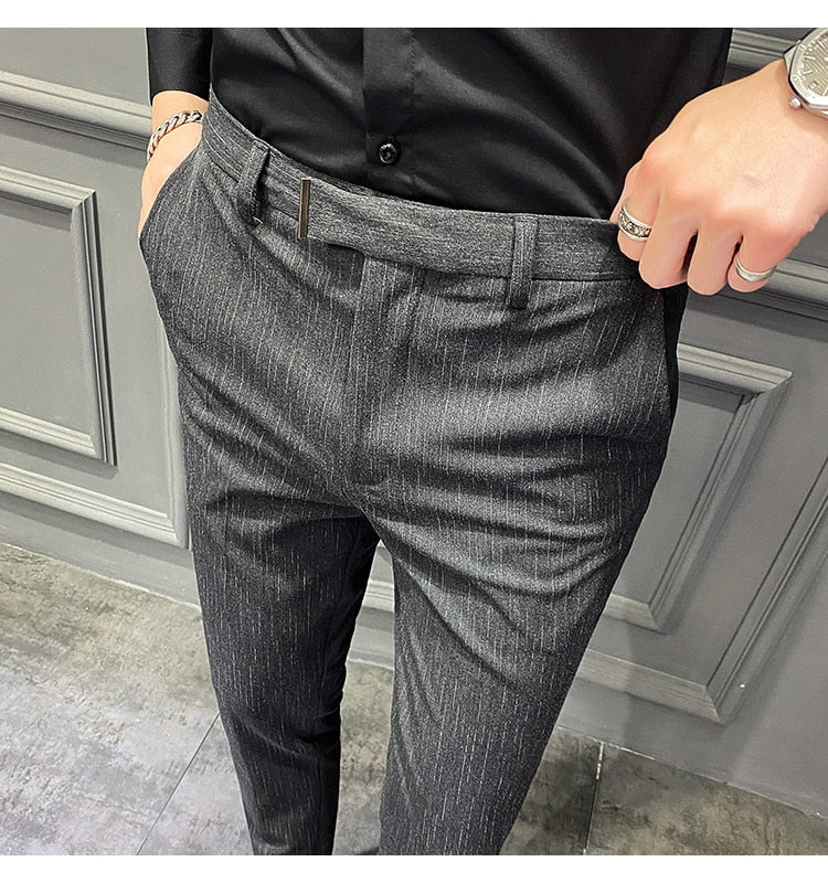 Pantalones Hombre Spring Summer New Pants Men Korean Slim Fit Men Casual Pants Streetwear Man Trousers Men Black Gray 28-42 aidase-shop
